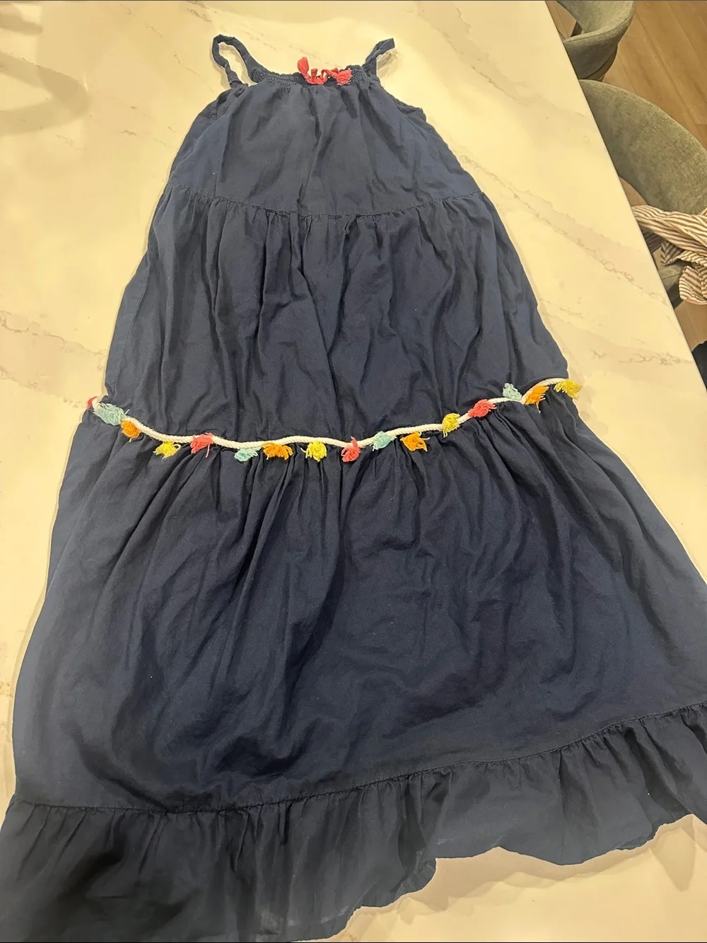 Lands End tassel maxi dress girls size 8 100% cotton